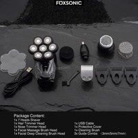 FOXSONIC nowa golarka dla mężczyzn 7D niezależnie 7 Cutter ruchoma głowica wodoodporna elektryczna maszynka do golenia wielofunkcyjna dla mężczyzn 6